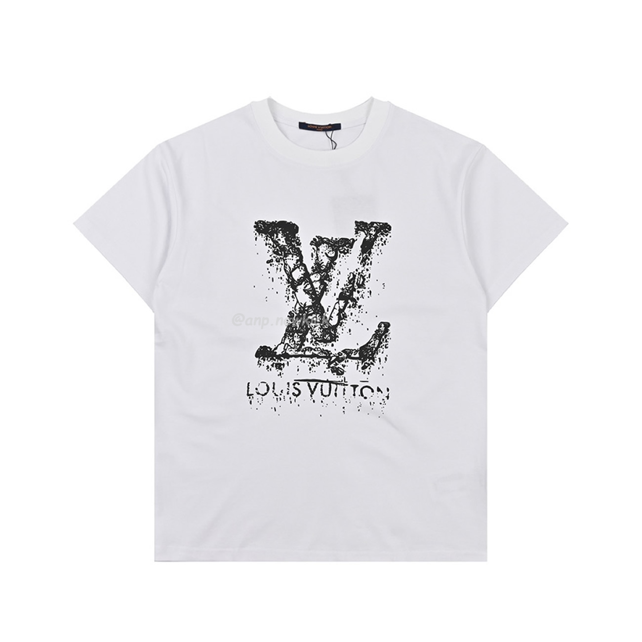 Louis Vuitton Classic Alphabet Digital Direct Spray Round Neck Short Sleeve T Shirt (8) - newkick.org